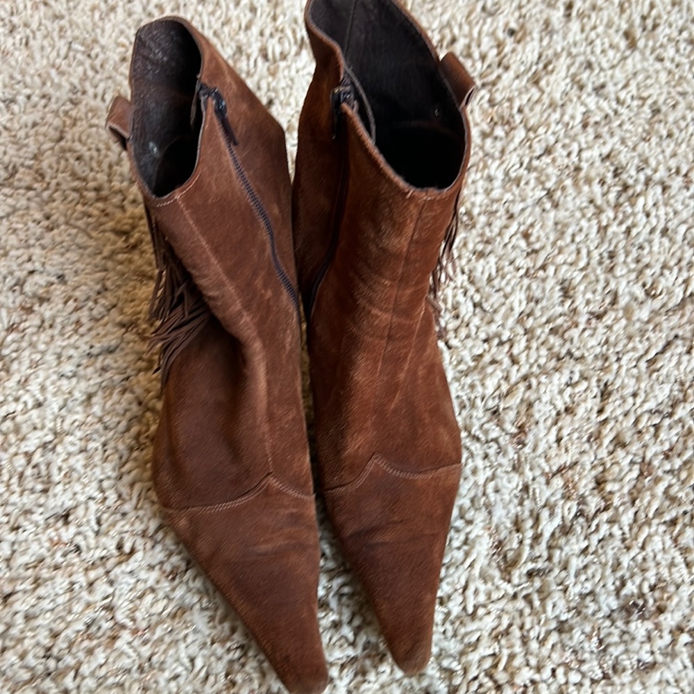 Charles David suede fringe booties